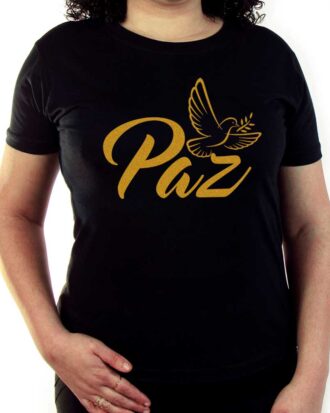 Baby Look Feminina Paz - Estampa Dourada