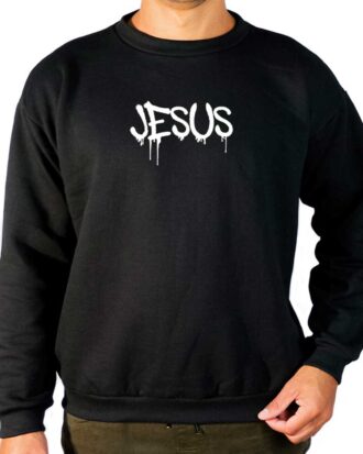Casaco de Moletom Gola Careca Moda Evangélica Jesus estilo Grafite - StreetWear
