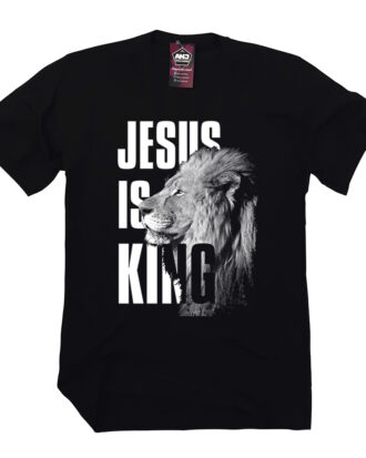 Camiseta Masculina E Feminina Jesus Is King Leão Estampa Na Frente