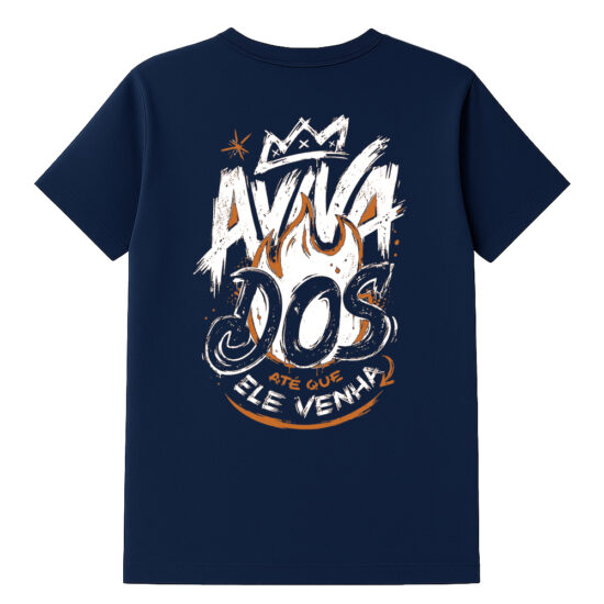 Camiseta Avivados Até que ele Venha Costas Azul Marinho