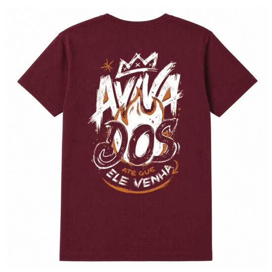 Camiseta Avivados Até que ele Venha Costas Bordô