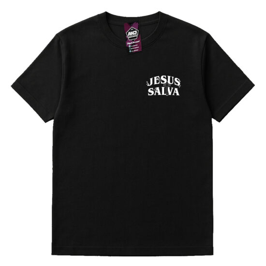 Camiseta Cristã Masculina 100% Algodão Gospel Jesus Salva Preta Frente Camiseta Cristã Masculina 100% Algodão Gospel Jesus Salva Preta Frente