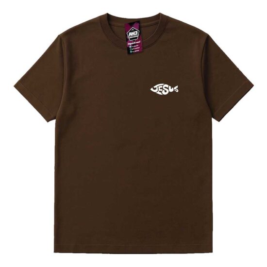Camiseta-Estampado-Jesus-The-Way-Algodão-Premium-Marrom-Frente Camiseta-Estampado-Jesus-The-Way-Algodão-Premium-Marrom-Frente