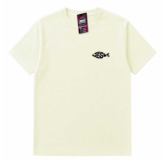 Camiseta-Estampado-Jesus-The-Way-Algodão-Premium-Off-White-Frente Camiseta-Estampado-Jesus-The-Way-Algodão-Premium-Off-White-Frente
