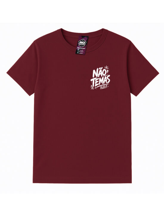 Camiseta Não Temas Ainda Que Eu Ande SL 23-4 Salmos Bordô Frente
