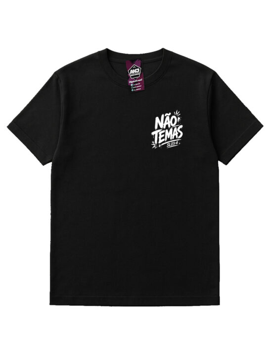 Camiseta Não Temas Ainda Que Eu Ande SL 23-4 Salmos Preta Frente