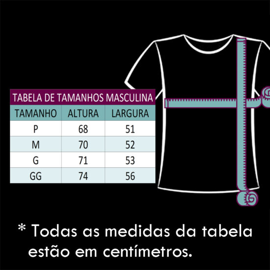 Tabela de tamanhos camiseta Unissex 2