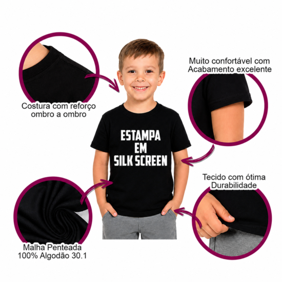 Qualidade Camiseta Infantil Preta Qualidade Camiseta Infantil Preta